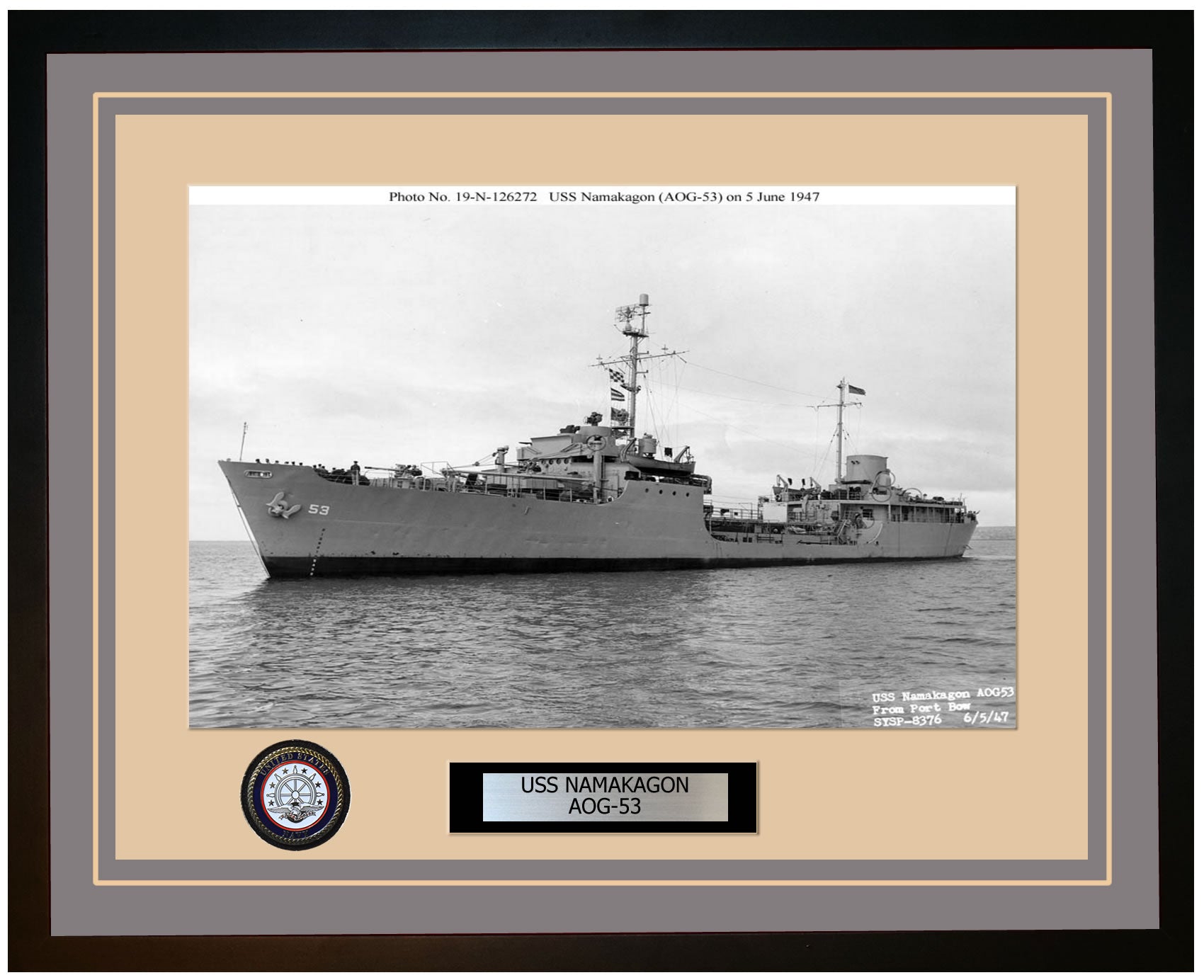USS NAMAKAGON AOG-53 Framed Navy Ship Photo Grey