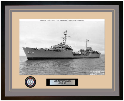 USS NAMAKAGON AOG-53 Framed Navy Ship Photo Grey