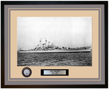 USS SALEM CA-139 Framed Navy Ship Photo Grey
