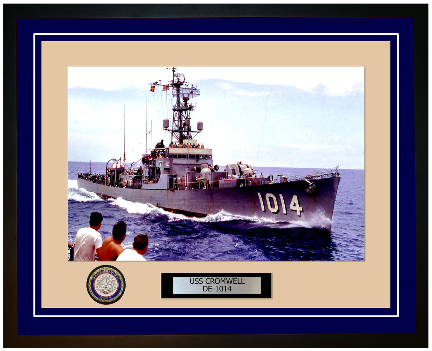 USS Cromwell DE-1014 Framed Navy Ship Photo Blue
