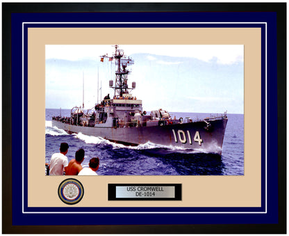 USS Cromwell DE-1014 Framed Navy Ship Photo Blue