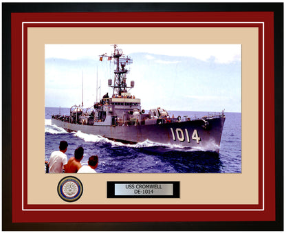 USS Cromwell DE-1014 Framed Navy Ship Photo Burgundy