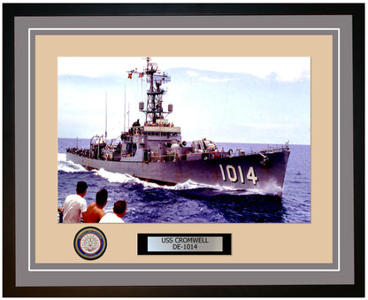 USS Cromwell DE-1014 Framed Navy Ship Photo Grey