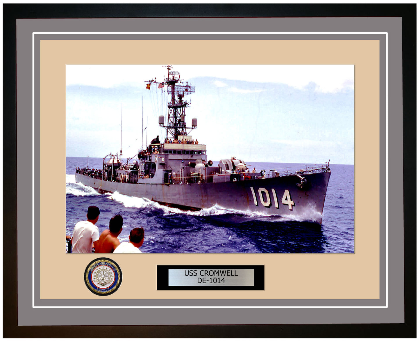 USS Cromwell DE-1014 Framed Navy Ship Photo Grey