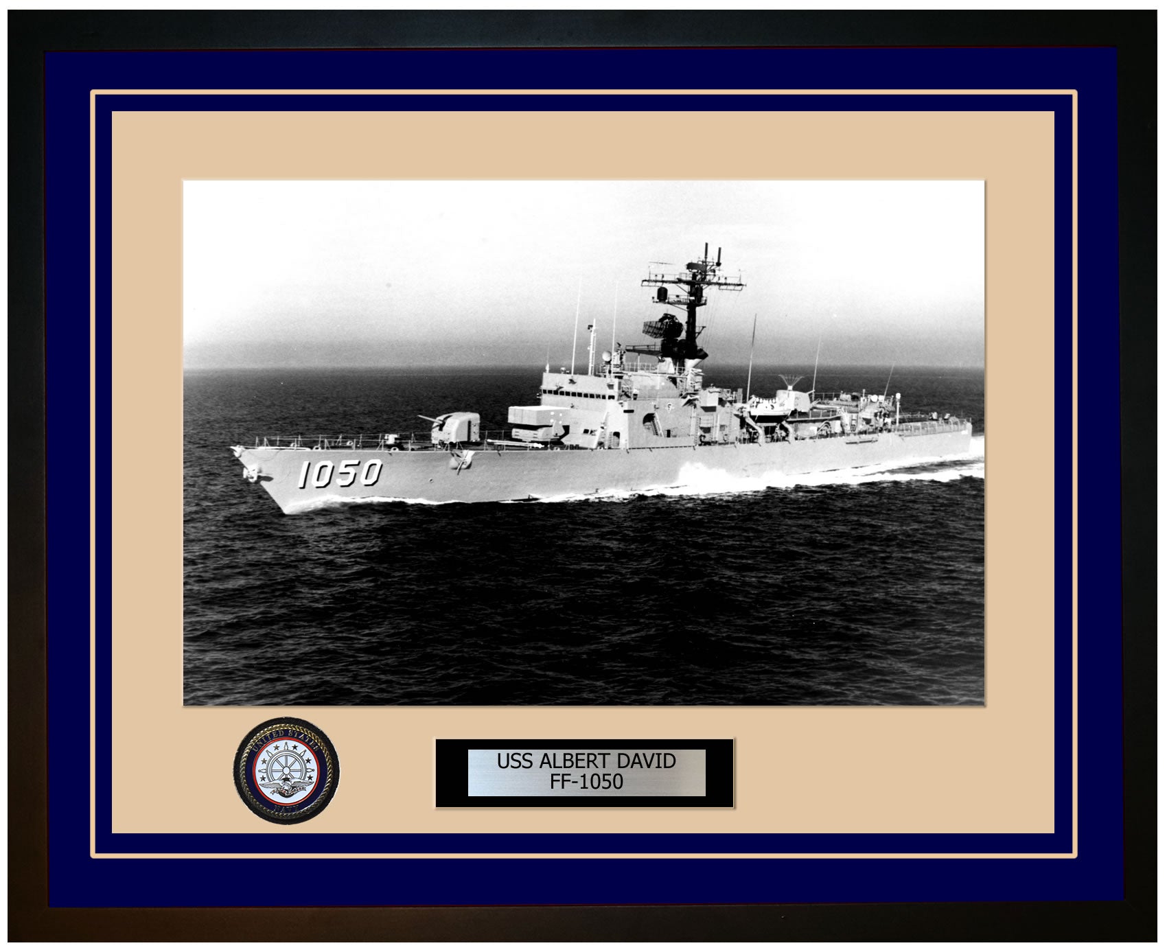 USS ALBERT DAVID FF-1050 Framed Navy Ship Photo Blue