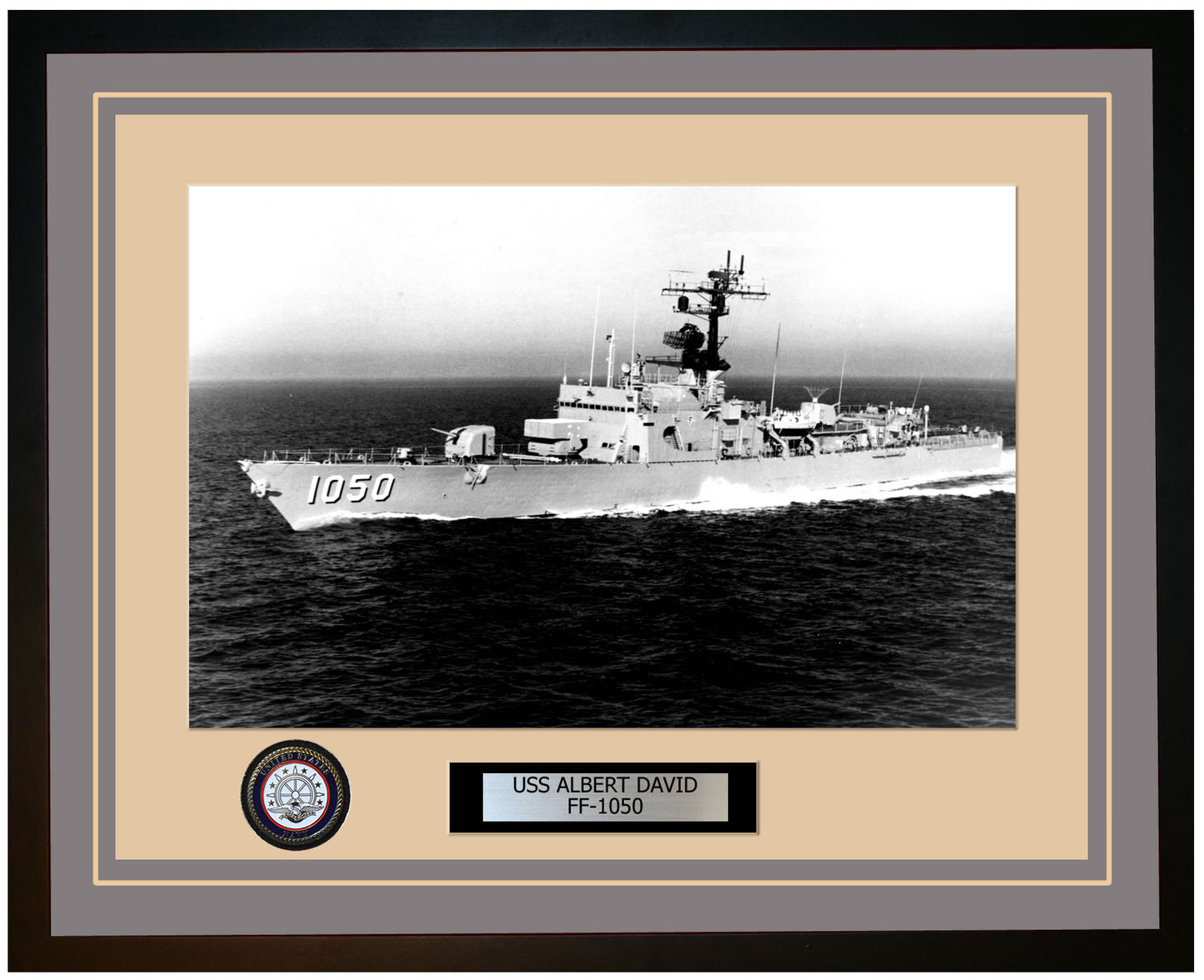 USS ALBERT DAVID FF-1050 Framed Navy Ship Photo Grey