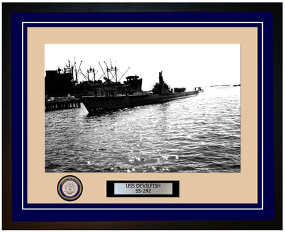 USS Devilfish SS-292 Framed Navy Ship Photo Blue