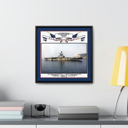 USS Bon Homme Richard CV-31 Navy Floating Frame Photo Desk View