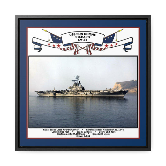 USS Bon Homme Richard CV-31 Navy Floating Frame Photo Front View