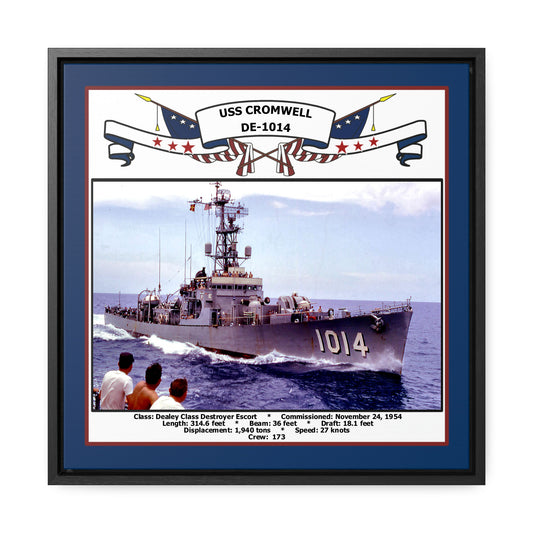 USS Cromwell DE-1014 Navy Floating Frame Photo Front View
