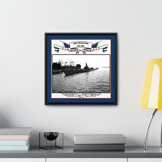 USS Devilfish SS-292 Navy Floating Frame Photo Desk View