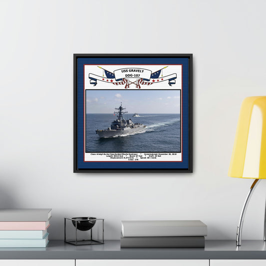 USS Gravely DDG-107 Navy Floating Frame Photo Desk View