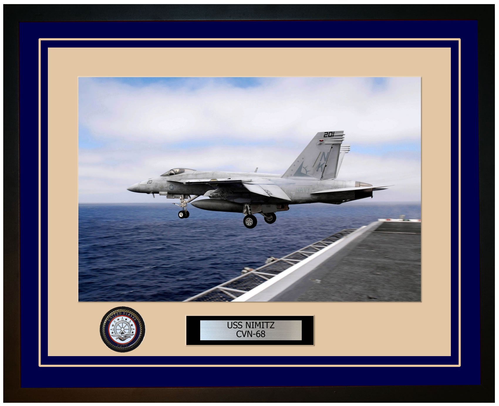 USS NIMITZ CVN-68 Framed Navy Ship Photo Blue