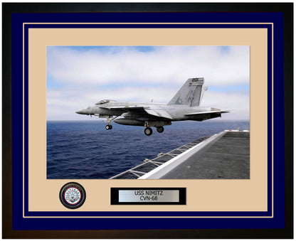 USS NIMITZ CVN-68 Framed Navy Ship Photo Blue