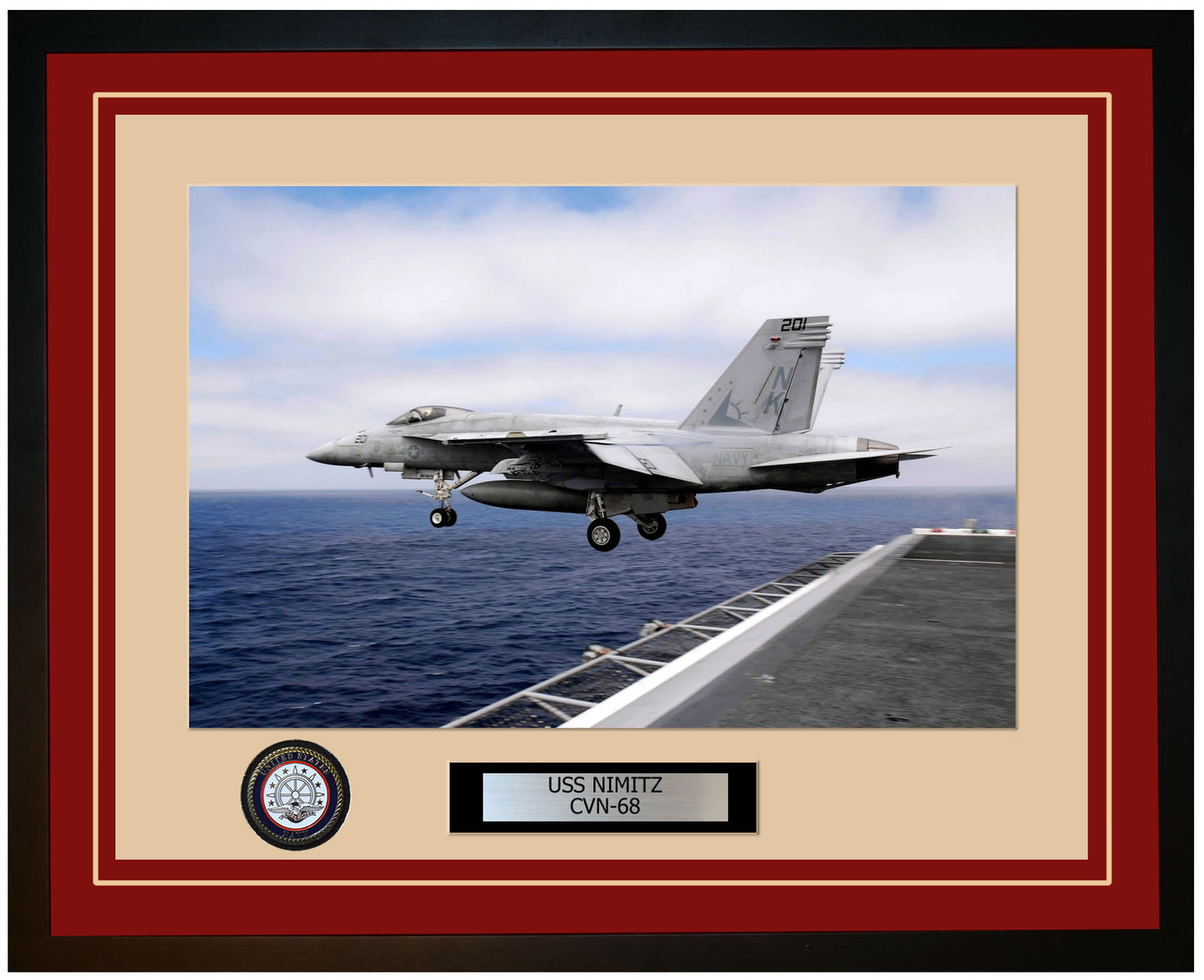 USS NIMITZ CVN-68 Framed Navy Ship Photo Burgundy