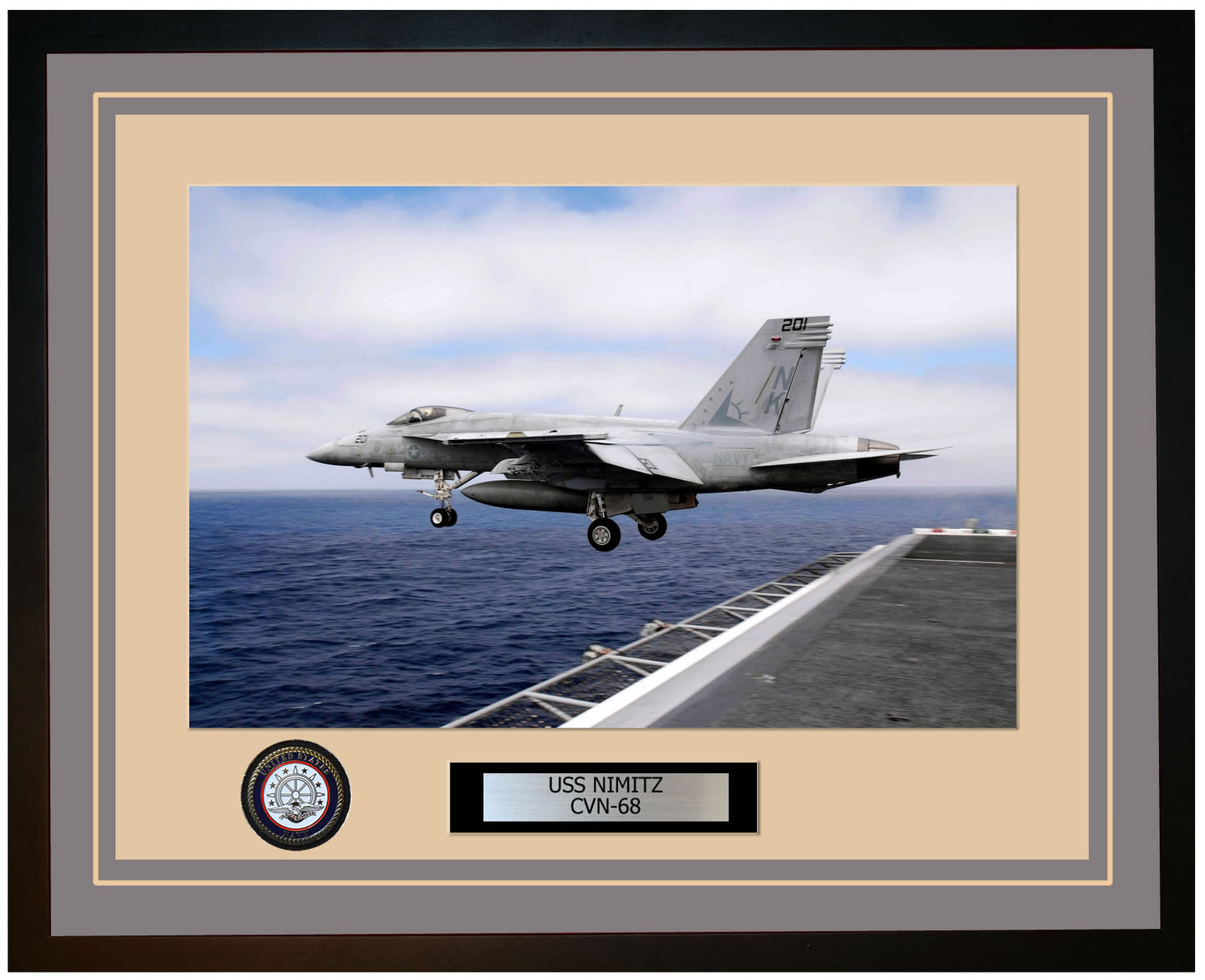 USS NIMITZ CVN-68 Framed Navy Ship Photo Grey