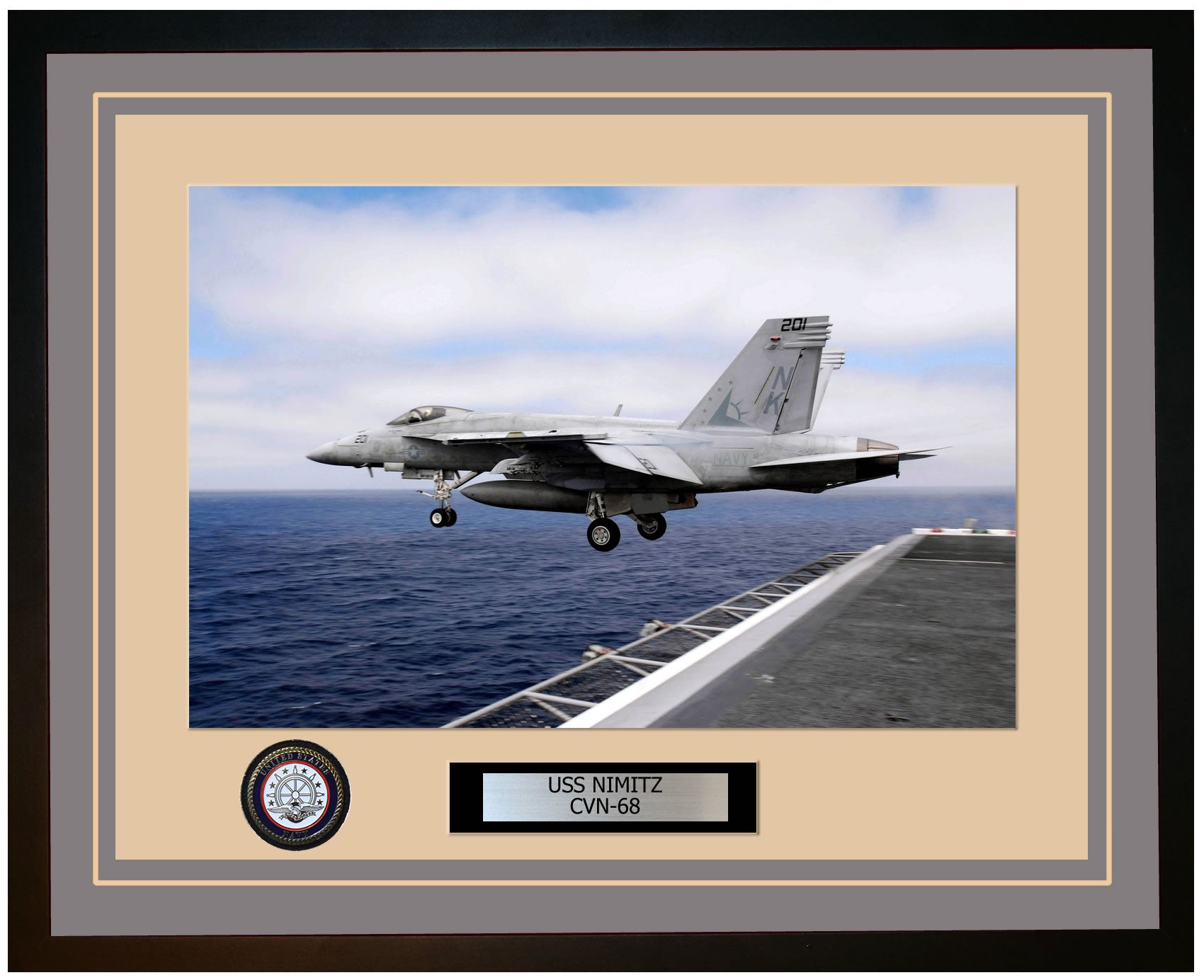 USS NIMITZ CVN-68 Framed Navy Ship Photo Grey