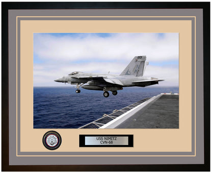 USS NIMITZ CVN-68 Framed Navy Ship Photo Grey