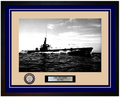 USS Sea Dog SS-401 Framed Navy Ship Photo Blue