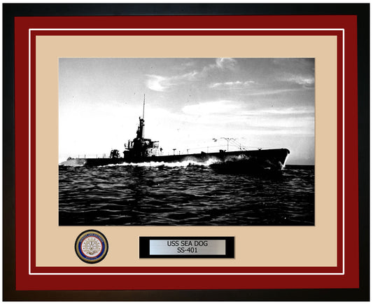 USS Sea Dog SS-401 Framed Navy Ship Photo Burgundy