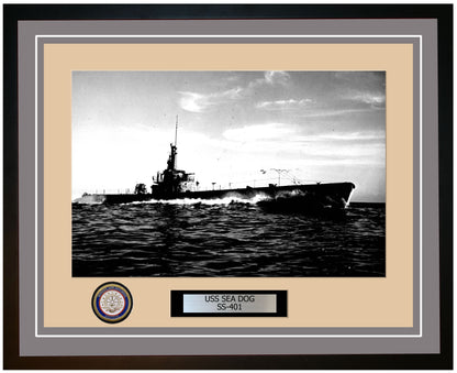 USS Sea Dog SS-401 Framed Navy Ship Photo Grey