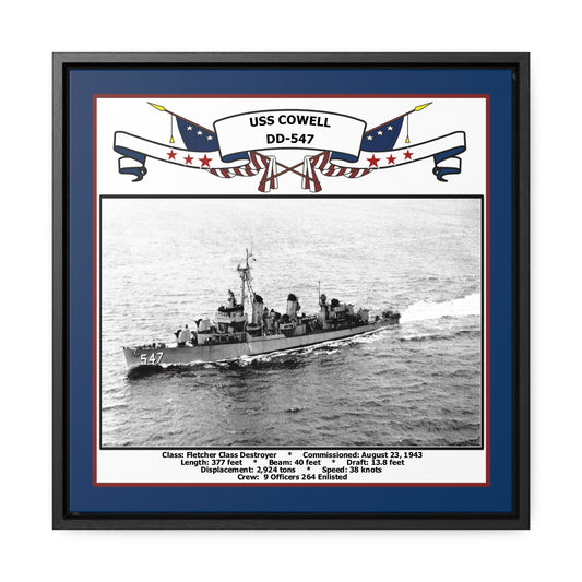 USS Cowell DD-547 Navy Floating Frame Photo Front View