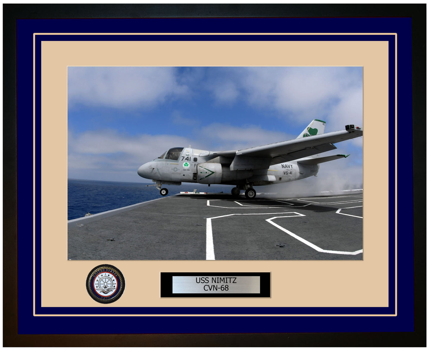 USS NIMITZ CVN-68 Framed Navy Ship Photo Blue