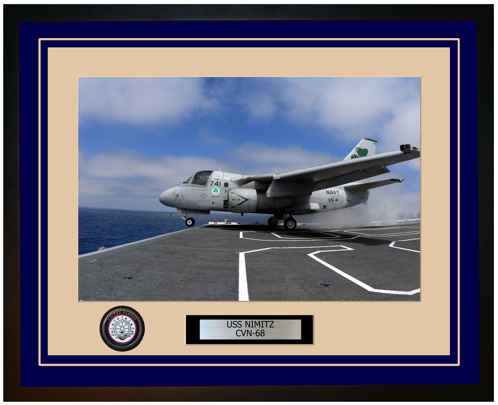 USS NIMITZ CVN-68 Framed Navy Ship Photo Blue