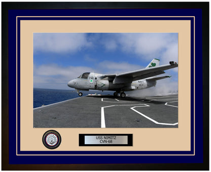 USS NIMITZ CVN-68 Framed Navy Ship Photo Blue