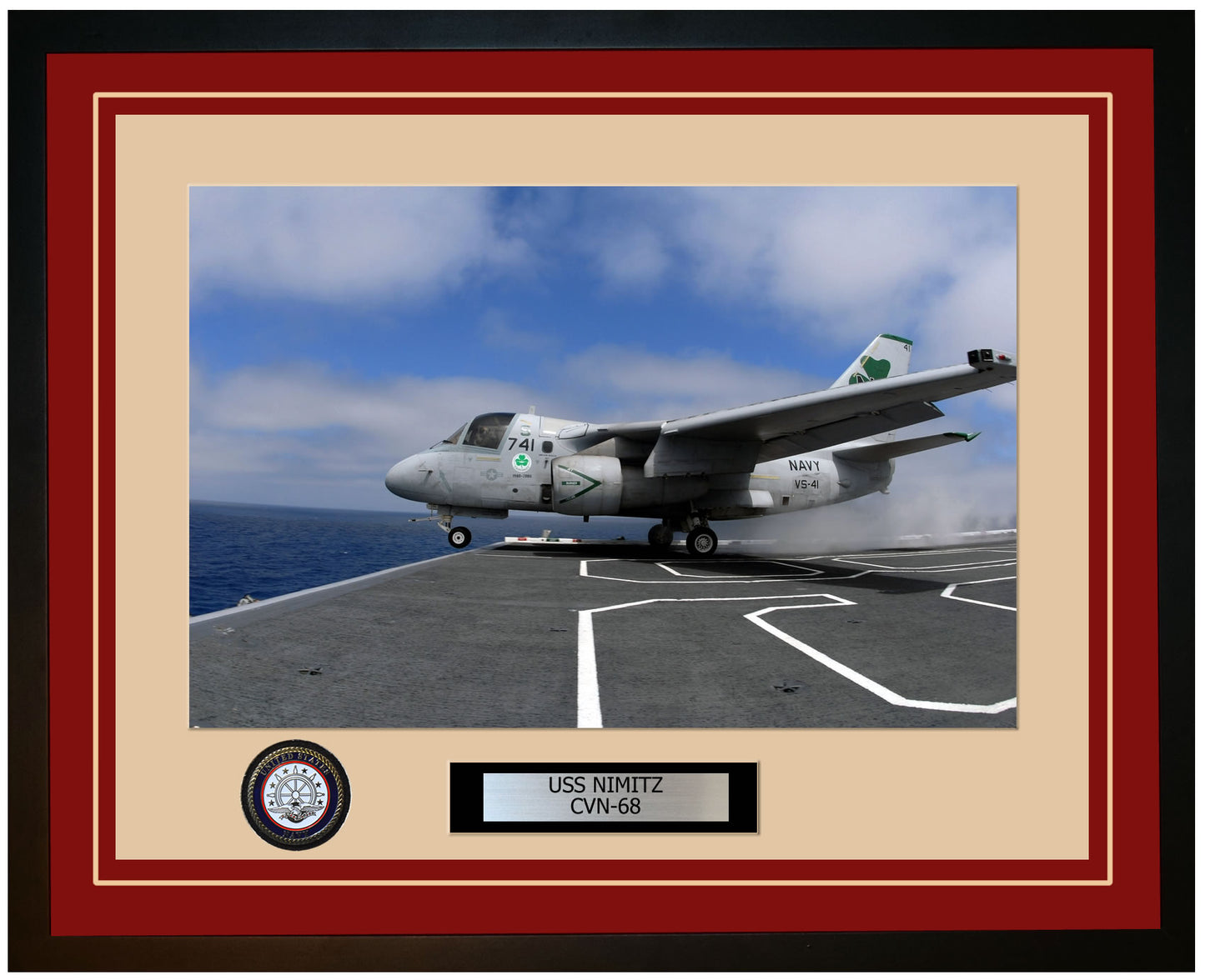 USS NIMITZ CVN-68 Framed Navy Ship Photo Burgundy
