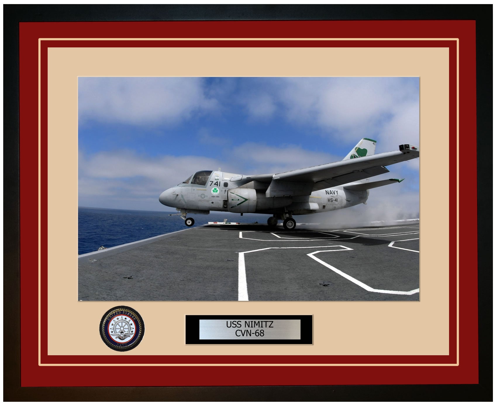 USS NIMITZ CVN-68 Framed Navy Ship Photo Burgundy
