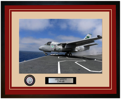 USS NIMITZ CVN-68 Framed Navy Ship Photo Burgundy