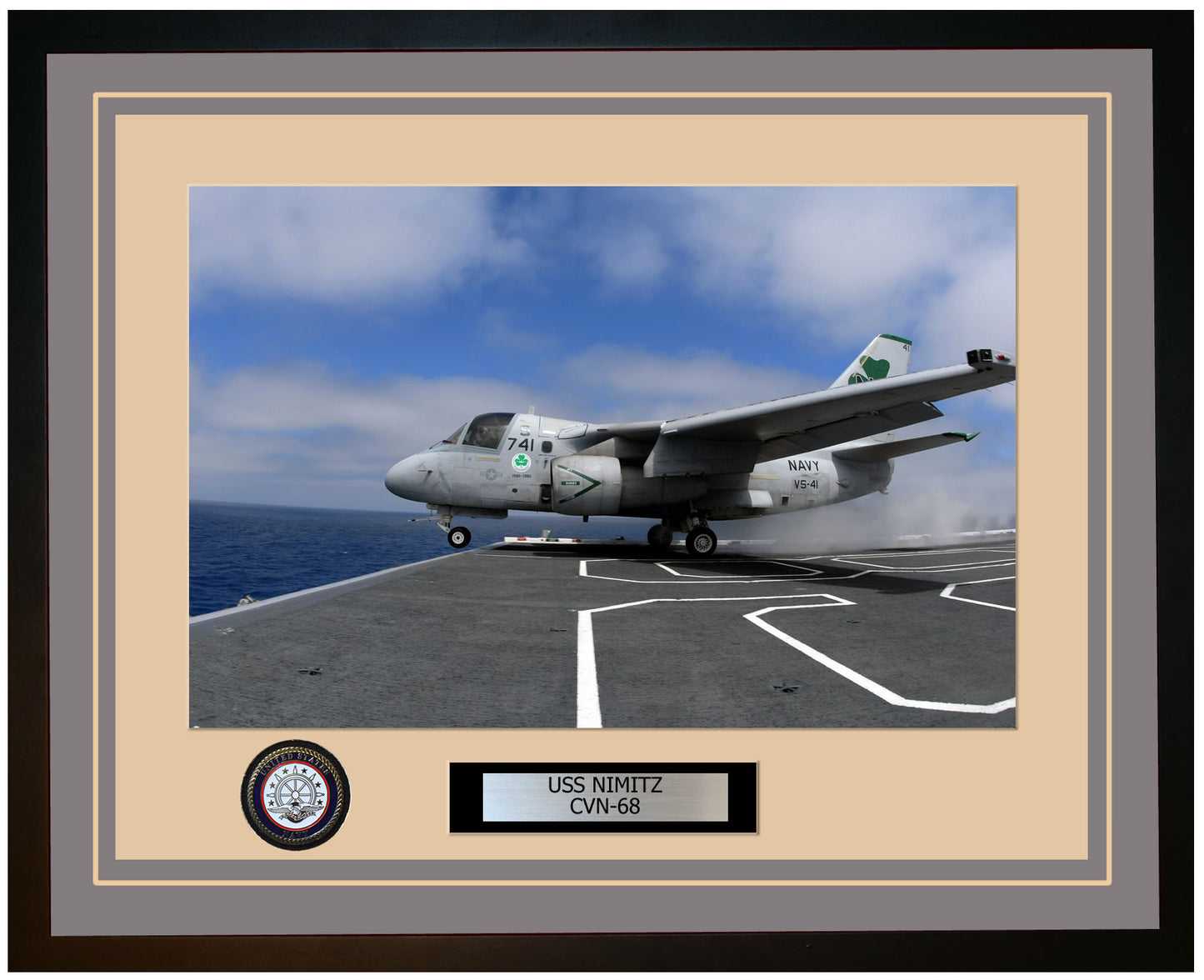 USS NIMITZ CVN-68 Framed Navy Ship Photo Grey