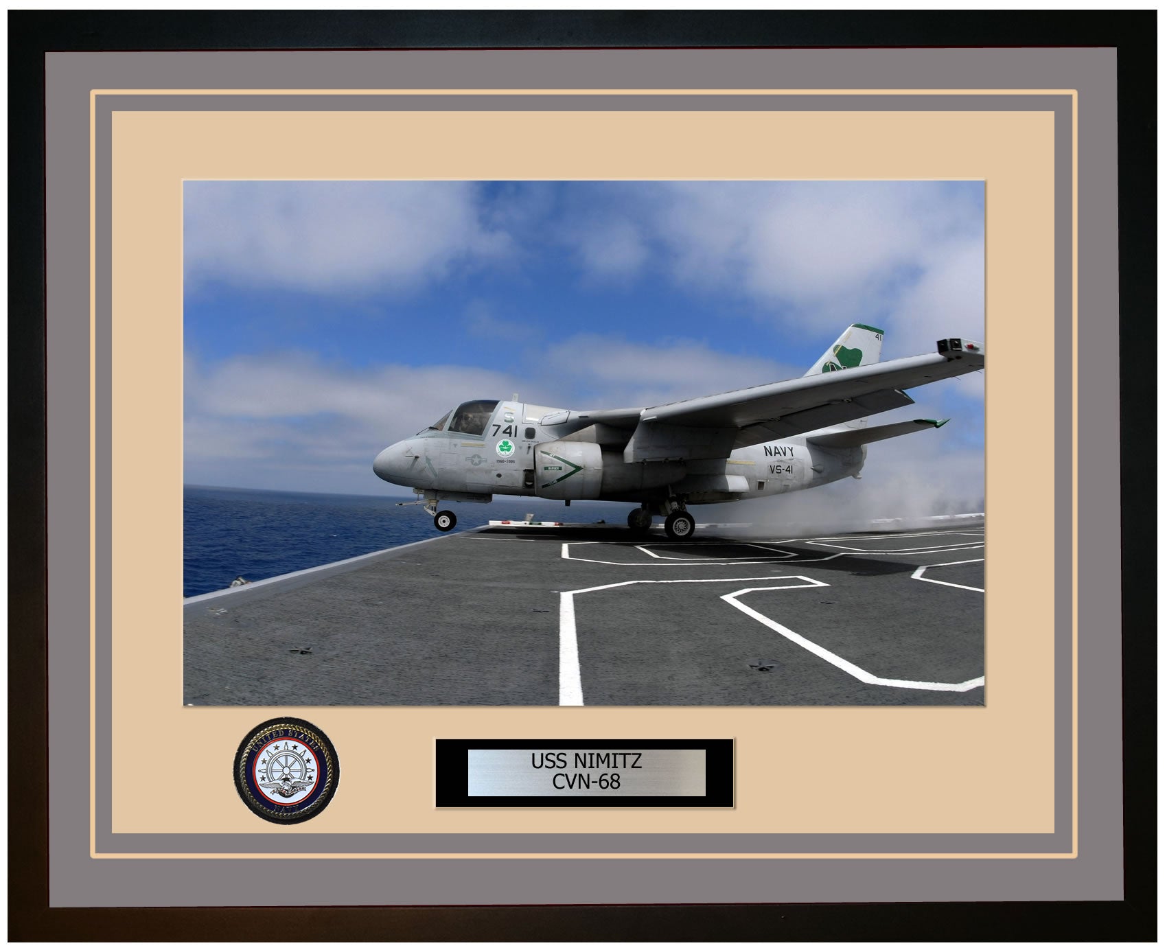 USS NIMITZ CVN-68 Framed Navy Ship Photo Grey