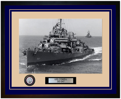 USS COWELL DD-547 Framed Navy Ship Photo Blue