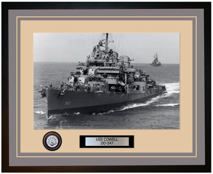 USS COWELL DD-547 Framed Navy Ship Photo Grey