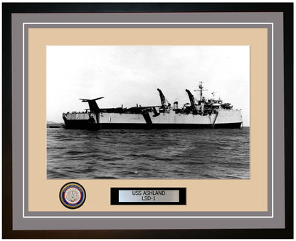 USS Ashland LSD-1 Framed Navy Ship Photo Grey
