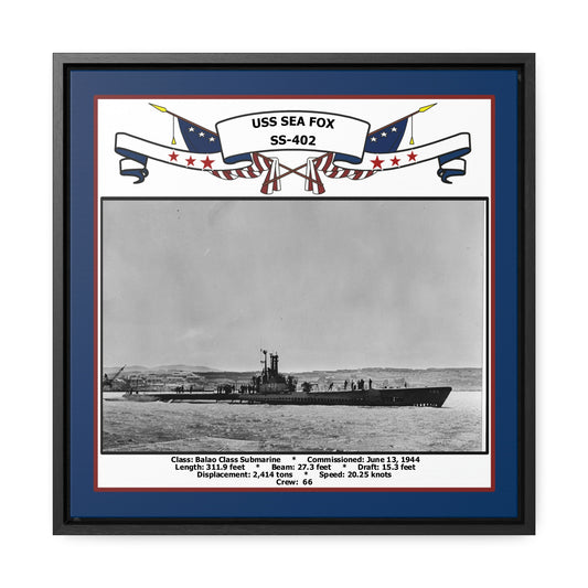 USS Sea Fox SS-402 Navy Floating Frame Photo Front View