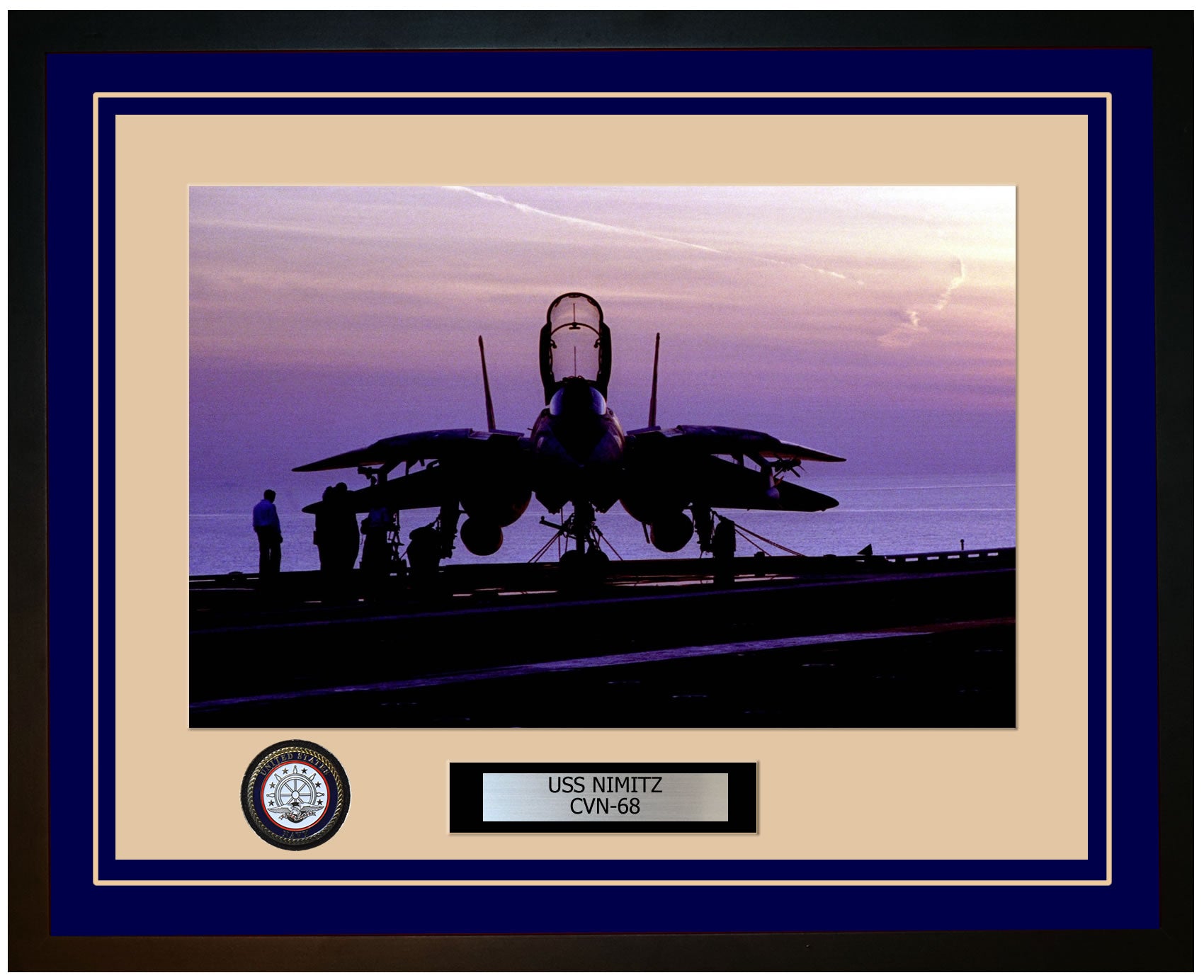 USS NIMITZ CVN-68 Framed Navy Ship Photo Blue
