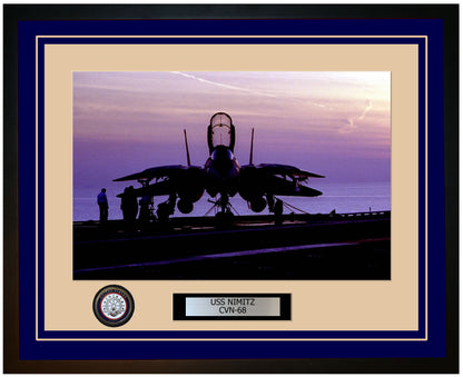 USS NIMITZ CVN-68 Framed Navy Ship Photo Blue