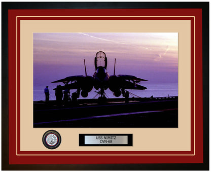 USS NIMITZ CVN-68 Framed Navy Ship Photo Burgundy