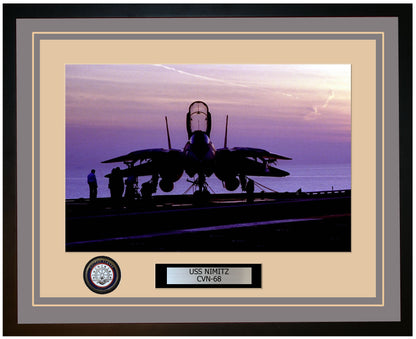 USS NIMITZ CVN-68 Framed Navy Ship Photo Grey