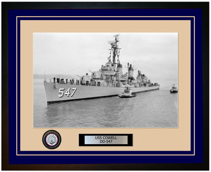 USS COWELL DD-547 Framed Navy Ship Photo Blue