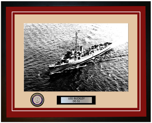 USS Buckley DE-51 Framed Navy Ship Photo Burgundy
