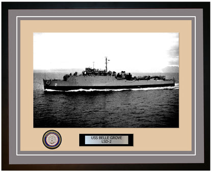 USS Belle Grove LSD-2 Framed Navy Ship Photo Grey