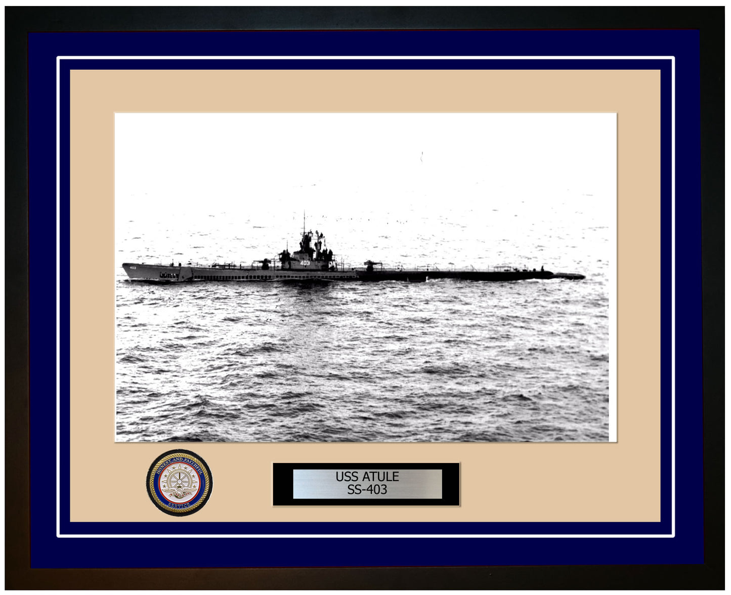 USS Atule SS-403 Framed Navy Ship Photo Blue