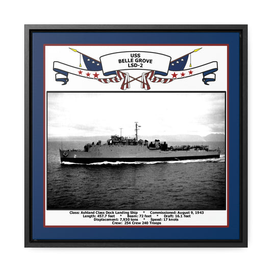 USS Belle Grove LSD-2 Navy Floating Frame Photo Front View