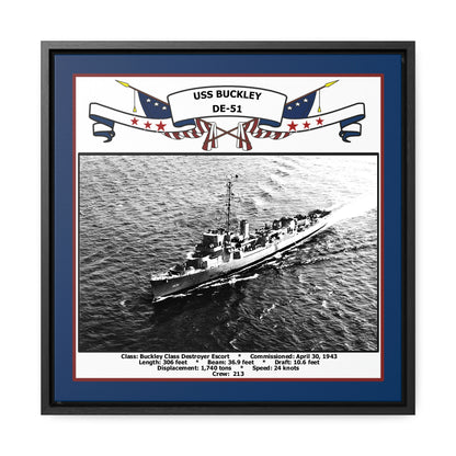 USS Buckley DE-51 Navy Floating Frame Photo Front View