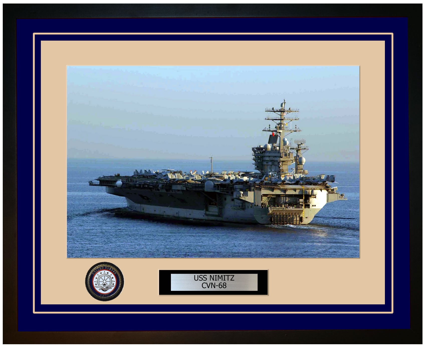 USS NIMITZ CVN-68 Framed Navy Ship Photo Blue