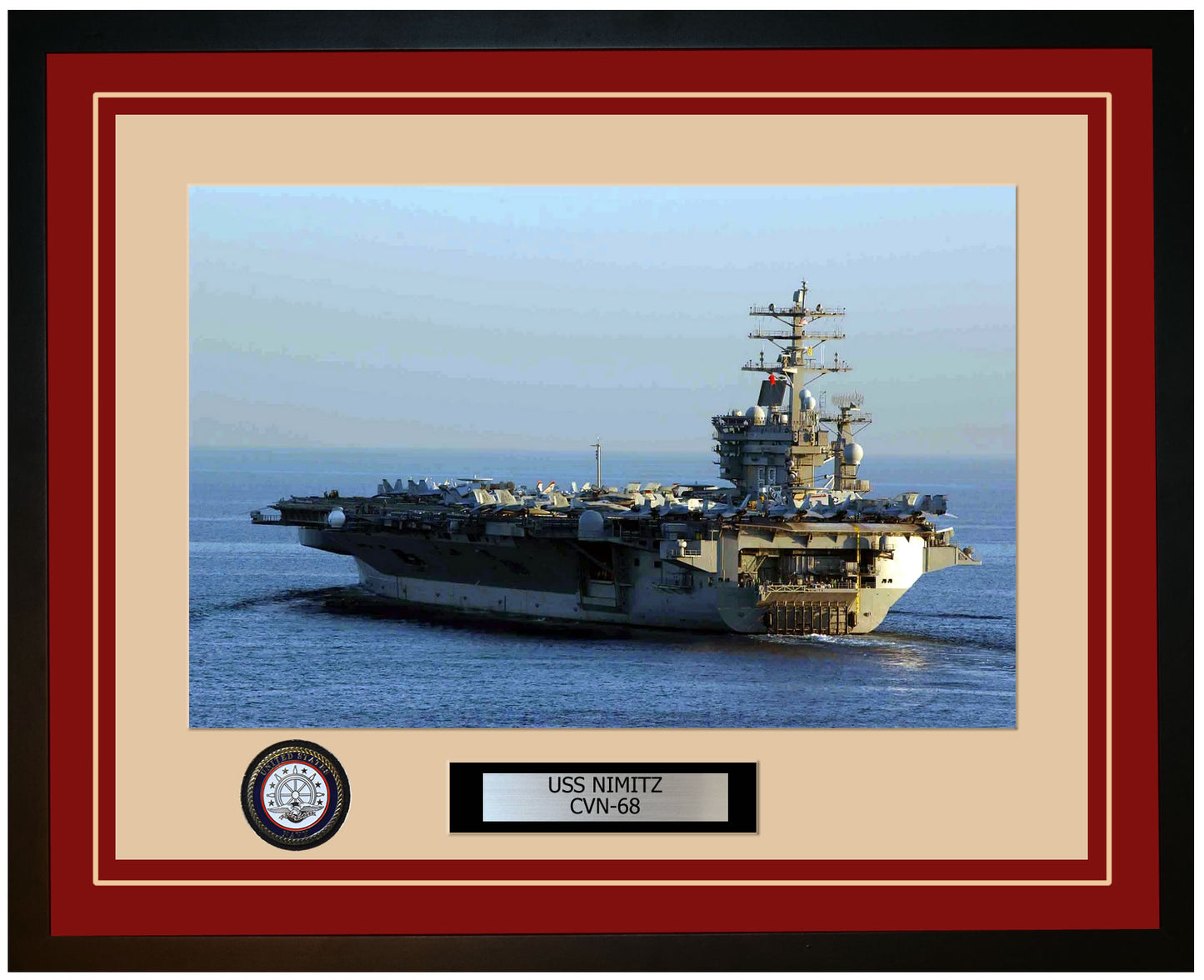 USS NIMITZ CVN-68 Framed Navy Ship Photo Burgundy